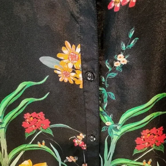 Johnny Was 100% Silk Houstein Jarah Boho Button Down Blouse Multi Size Large